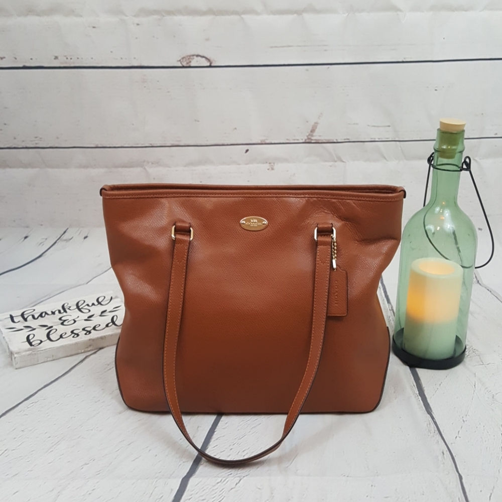 Coach     Brown Leather Coach Tote w/Gold Hardware